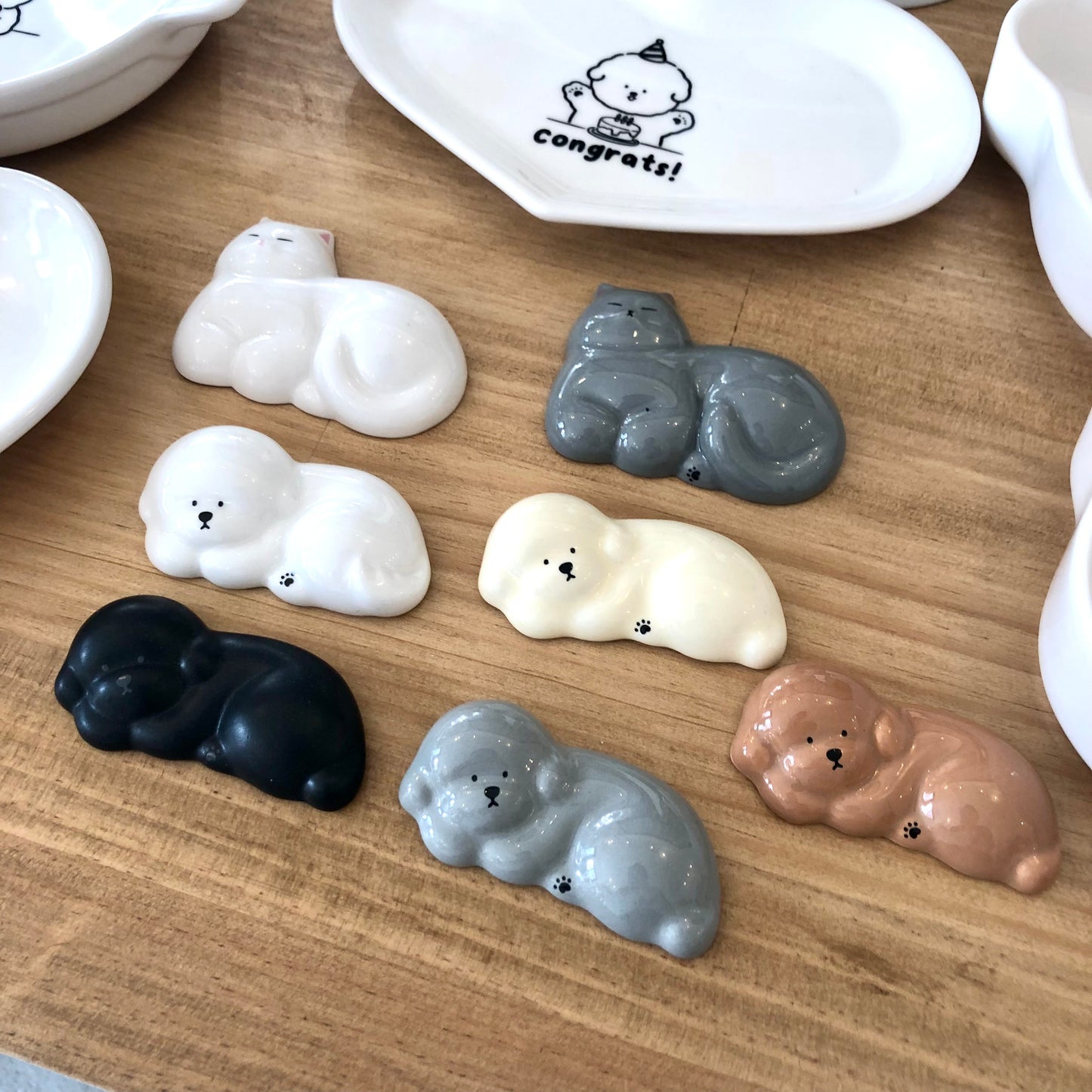 【予約販売】かわいいワンちゃん＆ニャンちゃんの陶器の箸置き